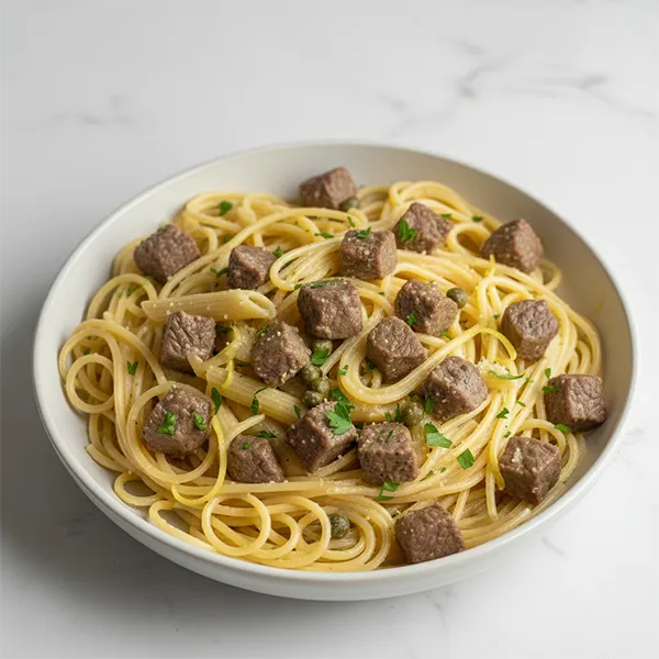 Creamy Caper Beef Piccata With Zesty Lemon Pasta